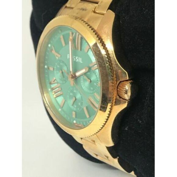 Fossil AM4540 Women's Watch Chronograph Green Dial Gold Stainless Steel D455 - Picture 2 of 7